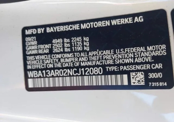 BMW Seria 4 cena 112900 przebieg: 20000, rok produkcji 2022 z Skarszewy małe 631